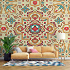Renkli Çini Motifli Duvar Kağıdı