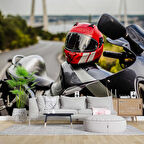 Motor Kask Temalı Duvar Kağıdı