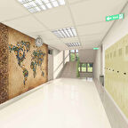 Mozaik Desenli Dünya Haritası Okul Duvar Kağıdı