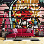 Grafitti Kalp Not Temalı Duvar Kağıdı