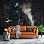 Orman ve Lokomotif Manzaralı Duvar Kağıdı