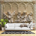 3 Boyutlu Kabartma Rofye Melek Heykel Duvar Kağıdı