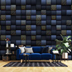 Lacivert 3 Boyutlu 3D Kare Duvar Kağıdı