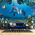 Denizaltı Akvaryum Yunus Balığı Duvar Kağıdı