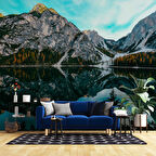 Karlı Dağ Göl ve Orman Manzaralı Duvar Kağıdı