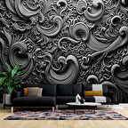 3 Boyutlu Siyah Motifli Duvar Kağıdı