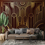 Kahverengi Altın Motifli Duvar Kağıdı