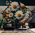3 Boyutlu Papatya Çiçek Duvar Kağıdı