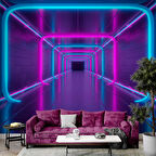 3 Boyutlu Neon Derinlik Duvar Kağıd