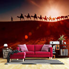 Çöldeki Deve Kervanı Manzaralı Duvar Kağıdı