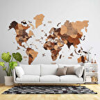 Ahşap Ağaç Dünya Haritası Duvar Kağıdı