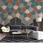Mozaik Etnik Halı Deseni Duvar Kağıdı Baskı