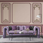 3D Mor Panel Altın Motif Duvar Kağıdı Baskı