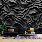 3 Boyutlu Siyah Kabartmalı Duvar Kağıdı Baskı
