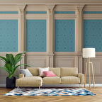 3 Boyutlu Mavi Motif Beyaz Sütun Duvar Kağıdı Baskı