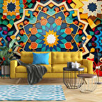 Renkli Sanatsal Franktal Mangala Duvar Kağıdı Baskı