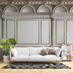 3D Saray Beyaz Panel Altın Motif Duvar Kağıdı Baskı