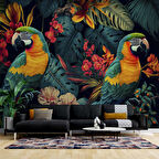 Renkli Papağan Temalı Duvar Kağıdı