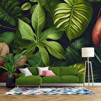 Botanik Yaprak Desenli Duvar Kağıdı