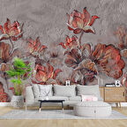 Çiçek Temalı Duvar Doku Temalı Duvar Kağıdı Baskı