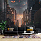 Sokak ve Yaya geçiti Temalı Duvar Kağıdı Baskı