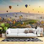 Kapadokya Renkli Sıcak Hava Manzaralı Duvar Kağıdı Baskı