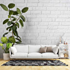 Beyaz Tuğla Zeminli Yaprak Temalı Duvar Kağıdı