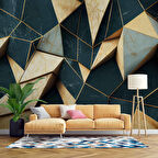 3 Boyutlu Zümrüt - Krem Renk Duvar Kağıdı