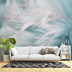 Pembe Mavi Tüy Temalı Duvar Kağıdı