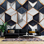 Siyah Beyaz 3 Boyutlu Mermer Temalı Duvar Kağıdı