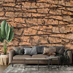 3 Boyutlu Ağaç Kabuğu Temalı Duvar Kağıdı Baskı