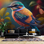 Renkli Kuş Temalı Duvar Kağıdı Baskı