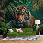 Kaplan ve Yaprak Temalı Duvar Kağıdı