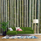 3 Boyutlu Bambu Duvar Temalı Duvar Kağıdı