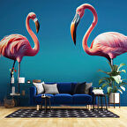 Pembe Flamingo Temalı Duvar Kağıdı