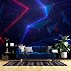 3 Boyutlu Gamer Kırmız ve Mavi Neon Temalı Duvar Kağıdı