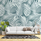 Yeşil Beyaz Yaprak Temalı Duvar Kağıdı