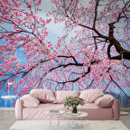 Gökyüzü ve Pembe Ağaç Manzaralı Duvar Kağıdı