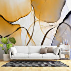 Turuncu Mavi Boya Desenli Duvar Kağıdı