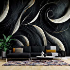 3 Boyutlu Siyah Desenli Duvar Kağıdı