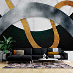 3 Boyutlu Siyah Geometri Desenli Duvar Kağıdı