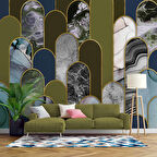 3 Boyutlu Renki Mermer Desenli Duvar Kağıdı