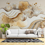 3 Boyutlu Altın Desenli Duvar Kağıdı