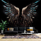 Altın Ve Mavi Kanat Desenli Duvar Kağıdı