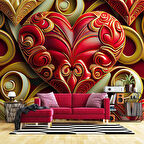 3 Boyutlu Kalp Desenli Duvar Kağıdı