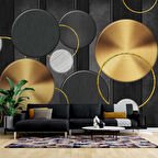 3 Boyutlu Yuvarlak Geometri Desenli Duvar Kağıdı