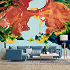 Renkli Yağlıboya Desenli Duvar Kağıdı