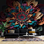 3 Boyutlu Rengarenk Çiçek Desenli Duvar Kağıdı