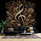 Altın Sol Anahtarı Desenli Duvar Kağıdı