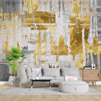 3 Boyutlu Altın Kaplama Duvar Desenli Duvar Kağıdı